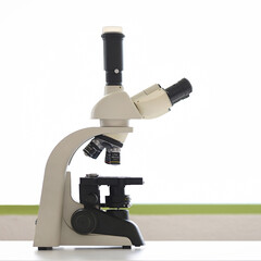 Medical laboratory concept with microscope isolated on a white background