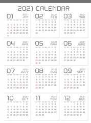 ※祝日改正版　2021年　シンプルモダンなカレンダー