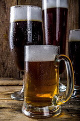 Set of various beer glasses