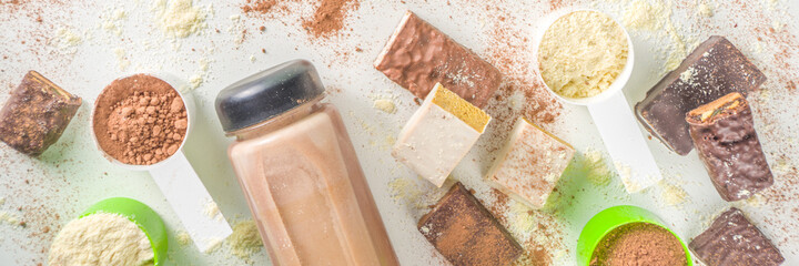 Protein powder, cocktail and bars