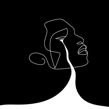 Premium Vector | Continuous one line drawing of a woman with confused messy  feelings worried about bad mental health problems stress illness and  depression concept in simple linear style doodle vector illustration