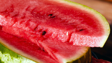 red slices of sweet, ripe watermelon close-up
