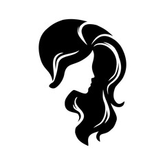 Woman long hair icon for beauty salon