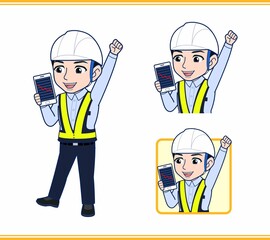 工事現場にいる誘導員