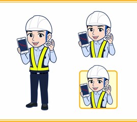 工事現場にいる誘導員