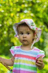 Little girl in the park. Summer  in the park  