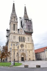 Fototapeta premium View of the main cathedral of Zagreb. Tourist attraction of Zagreb