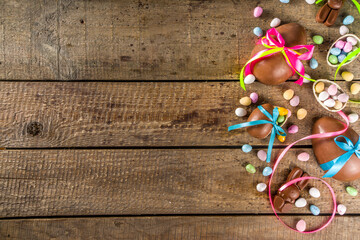 Chocolate Easter eggs background