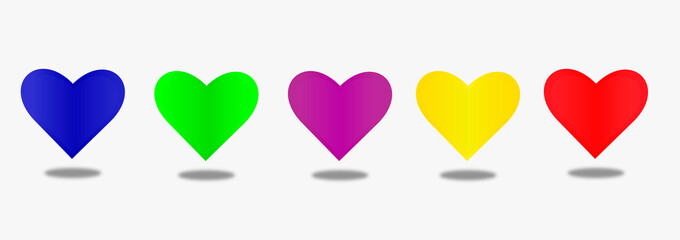 set of colorful hearts