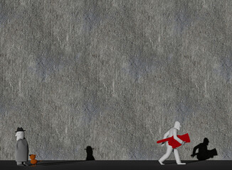 3d illustration of man with picket sign pointing direction