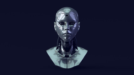 Cyborg with Blue Green Moody 80s lighting 3d illustration render