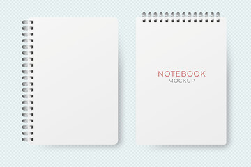 Realistic vector opened notebook mockup. Vertical blank copybook. Spiral notepad blank mockup A4.