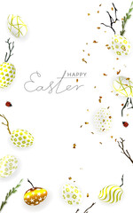 Happy Easter day. Easter banner template with Easter eggs. 