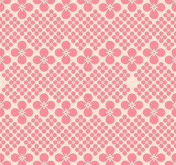 Japanese Cute Flower Vector Seamless Pattern
