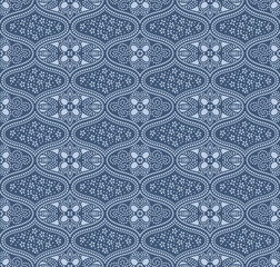 Japanese Flower Swirl Line Vector Seamless Pattern