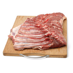 raw lamb meat on white background