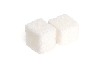 Heap of Sugar cubes isolated on white background