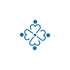 Abstract human community vector logo in heart shape