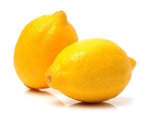 Ripe lemons on white background