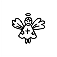 A cute little angel with wings. Vector illustration in the doodle style