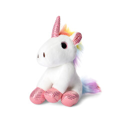 Cute soft unicorn keychain on white background © New Africa