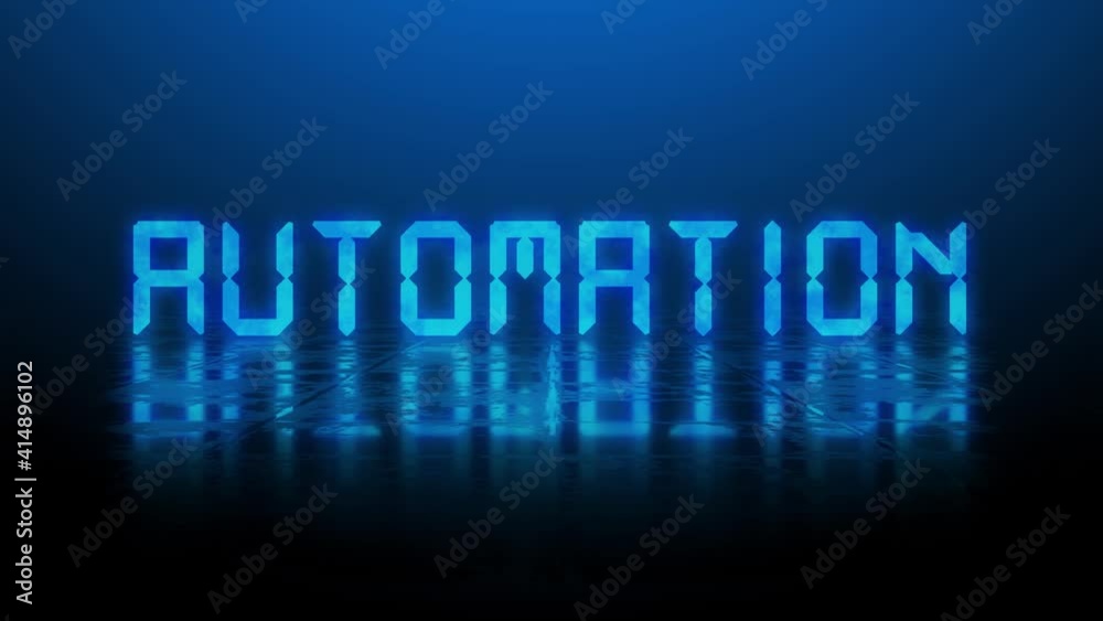 Poster reflection effects on a structured surface - blurred blue lettering automation animated in typewrite