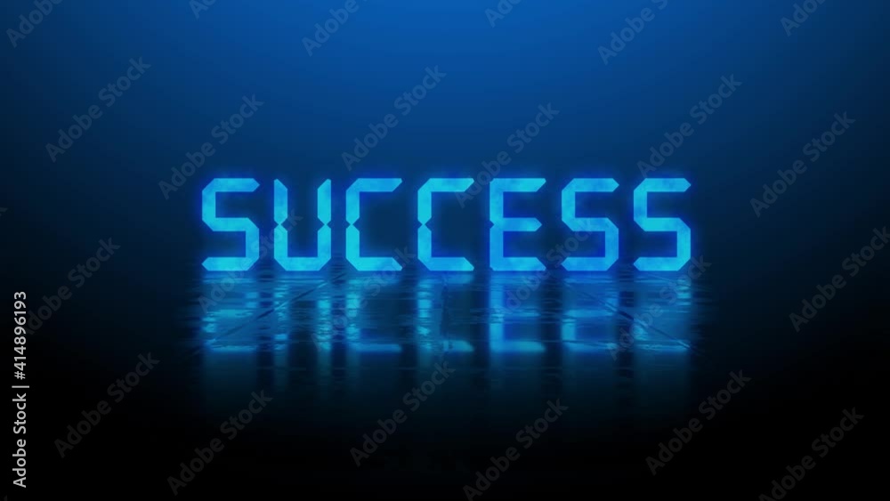 Poster reflection effects on a structured surface - blurred blue lettering success animated out random lett