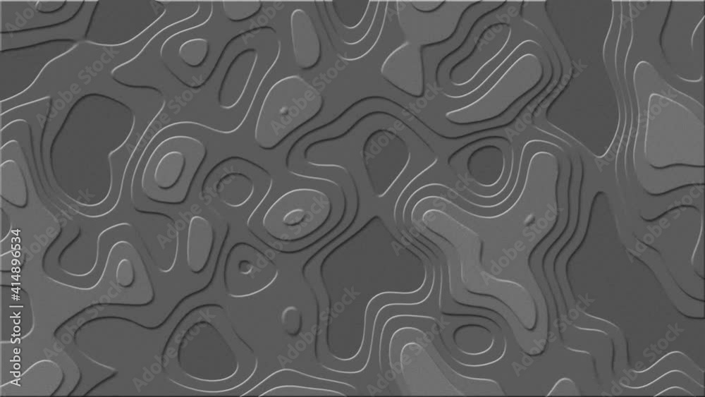 Poster relief structure of varying elements with flowing edges in gray - 4k abstract motion background - en