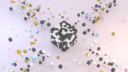 cubes confetti on pink background wallpaper