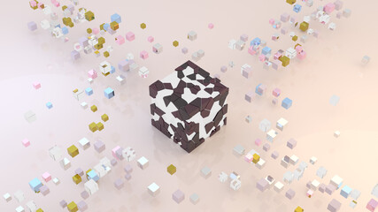 cubes confetti on pink background wallpaper