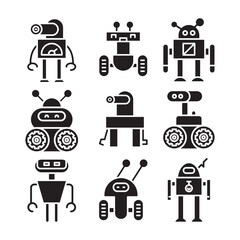 robot icon set vector illustration