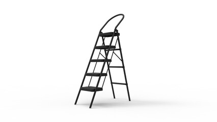 3D rendering of a folding ladder house object item isolated