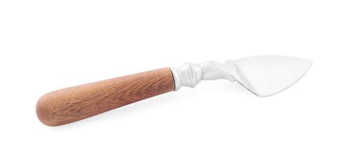 Cheese knife with wooden handle isolated on white