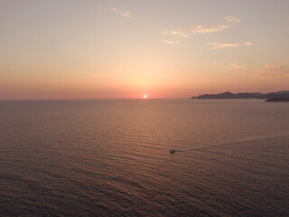 beautiful sunset over the sea of Mallorca
