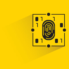 fingerprint and binary with shadow on yellow background