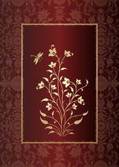 wedding card design, paisley floral pattern , India	