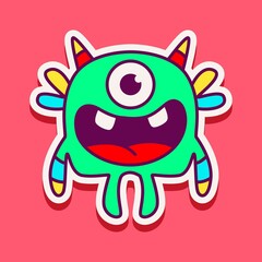 cute monster cartoon doodle design for coloring, backgrounds, stickers, logos, symbol, icons and more