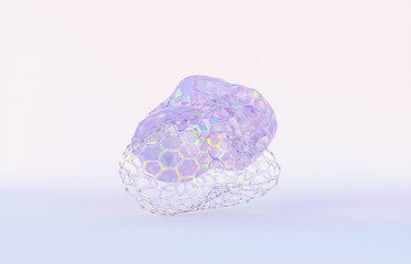 Beauty fashion podium backdrop for product display with abstract iridescent gem stone. 3d render. 