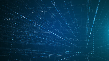 Abstract network connection grid perspective graphic background. Digital technology futuristic illustration concept.