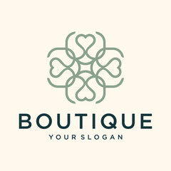 luxury mandala, ornament boutique logo design templates in trendy linear style with flowers and leaves 