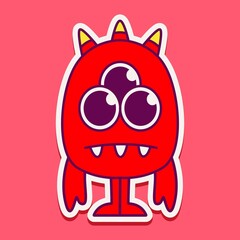 cute monster cartoon doodle design for coloring, backgrounds, stickers, logos, symbol, icons and more