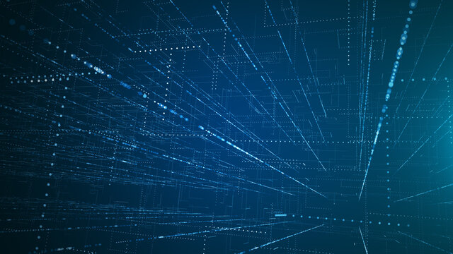 Abstract network connection grid perspective graphic background. Digital technology futuristic illustration concept.