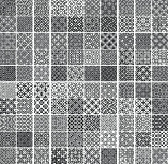 100 Universal different geometric seamless patterns. Endless vector texture can be used for wrapping wallpaper, pattern fills, web background,surface textures. Set of monochrome ornaments