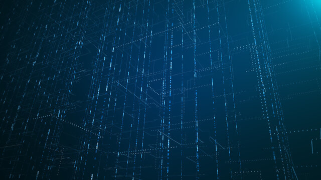 Abstract network connection grid perspective graphic background. Digital technology futuristic illustration concept.