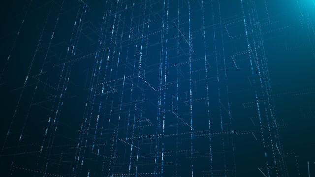 Abstract network connection grid perspective graphic background. Digital technology futuristic illustration concept.