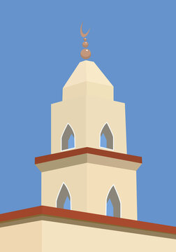 yellow mosque with blue background
