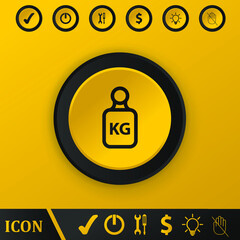  Kg linee icon on yellow background