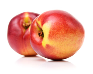 ripe peach on white background