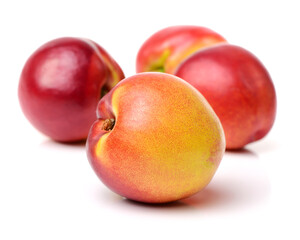 ripe peach on white background