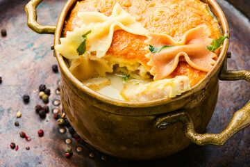 Casserole with chicken and macaroni